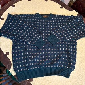 Vintage Men’s Blue Patterned Sweater